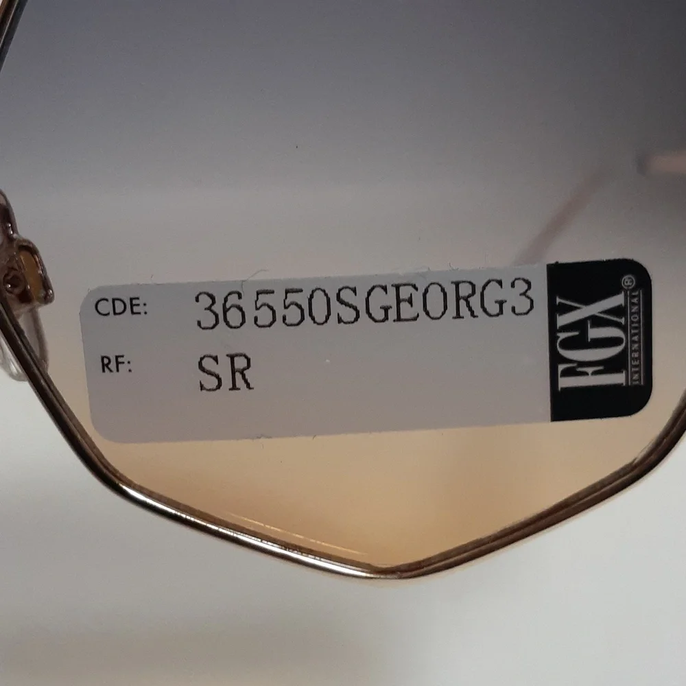 FGX Foster Grant Women Sunglasses Hexagon Shape Ombre Tint Gold Frame NWT